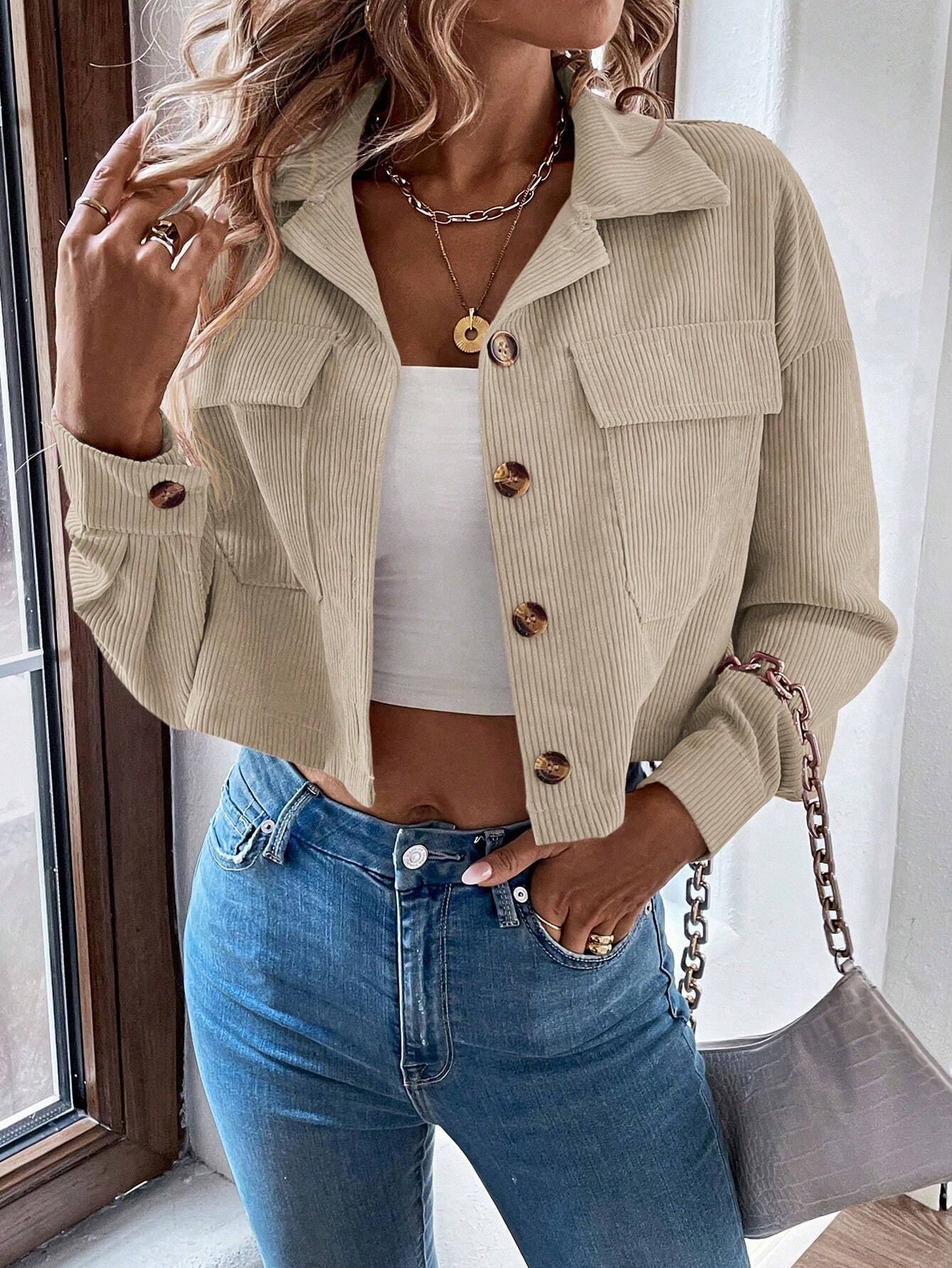Franclia Shoulder Crop Corduroy Jacket
