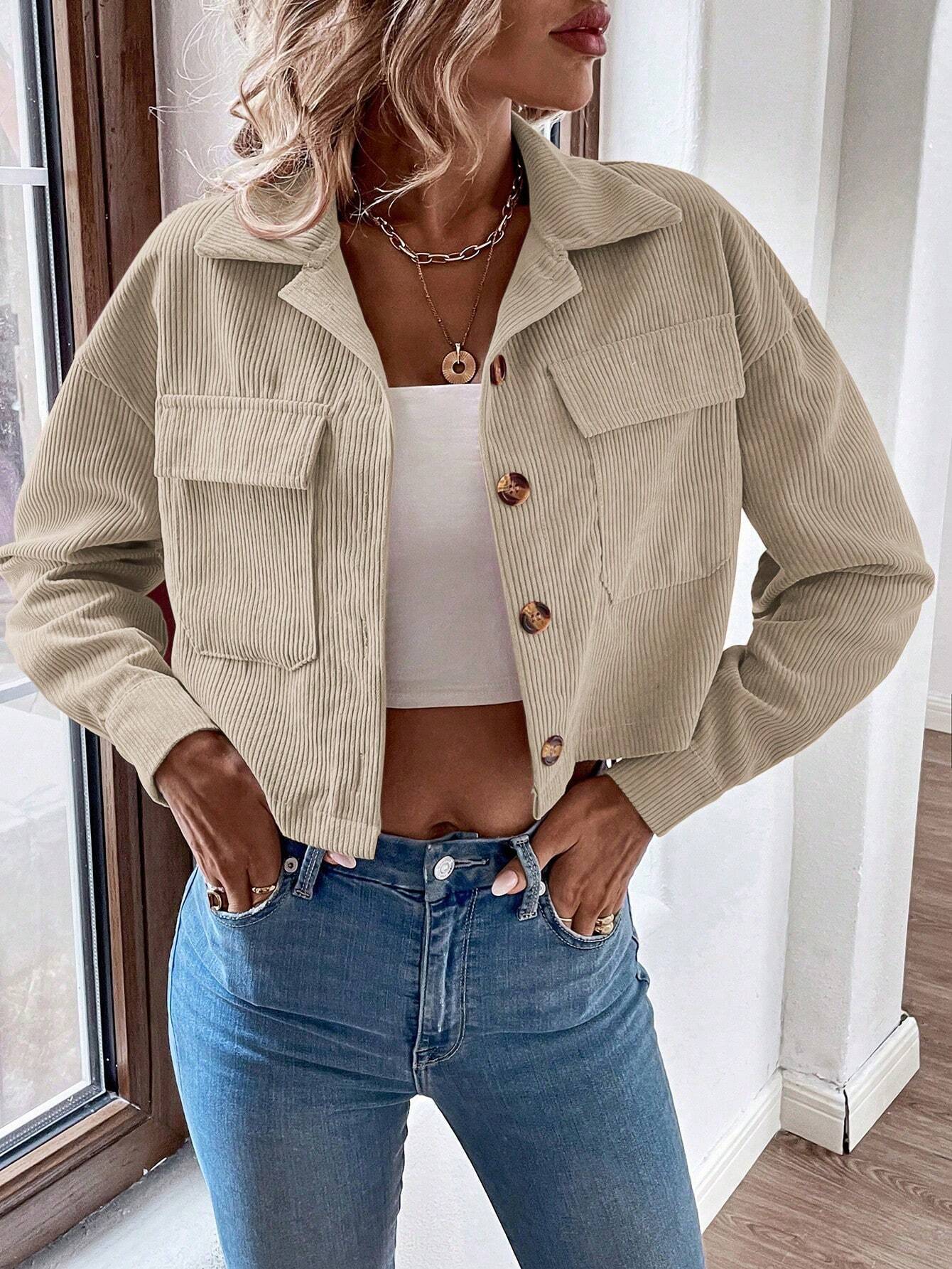 Franclia Shoulder Crop Corduroy Jacket