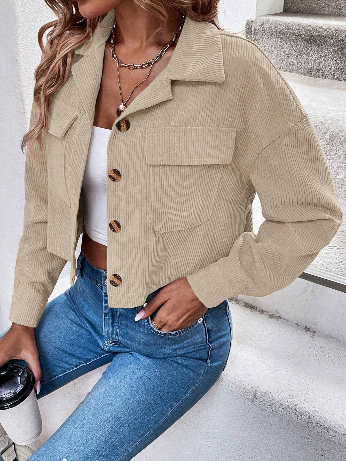 Franclia Shoulder Crop Corduroy Jacket