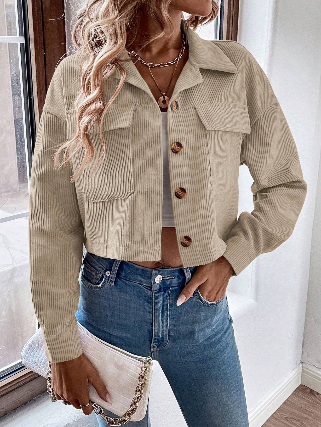 Franclia Shoulder Crop Corduroy Jacket