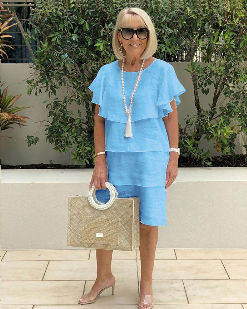 Plus Size Romantic Soft White Tiered Plus Size Dress